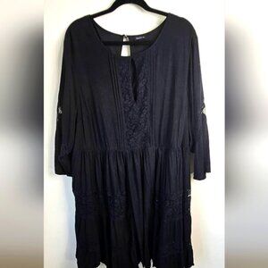 Torrid Black cotton n lace dress goth 🖤 plus size 3x bohemian keyhole front
